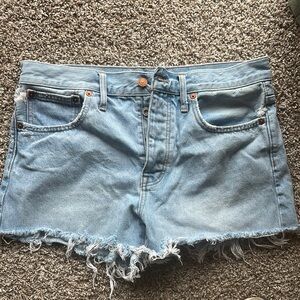 Madewell Light Blue Frayed Jean Shorts